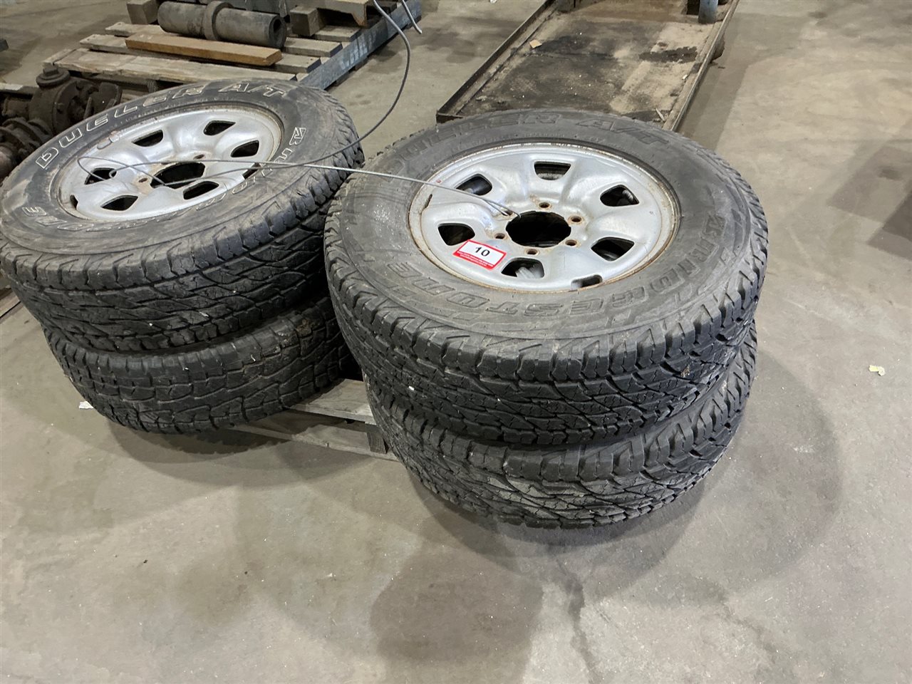 Set of 4 Landcruiser Tyres and 16" Steel Rims LT225/75R16 (Located at Wingfield)