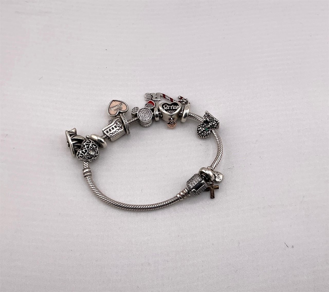 Sterling Silver Charm Bracelet Stamped Pandora Thumbnail