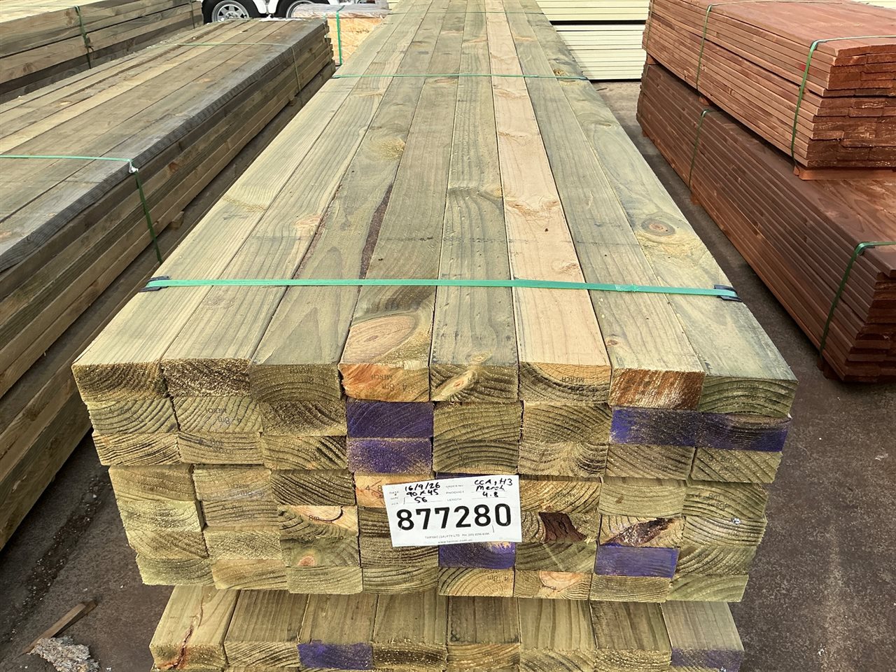 90 x 45, CCA Treated Pine, Merch, 56 pcs @ 4.8 M, 268.8 Lin Metres Total Pk 877280