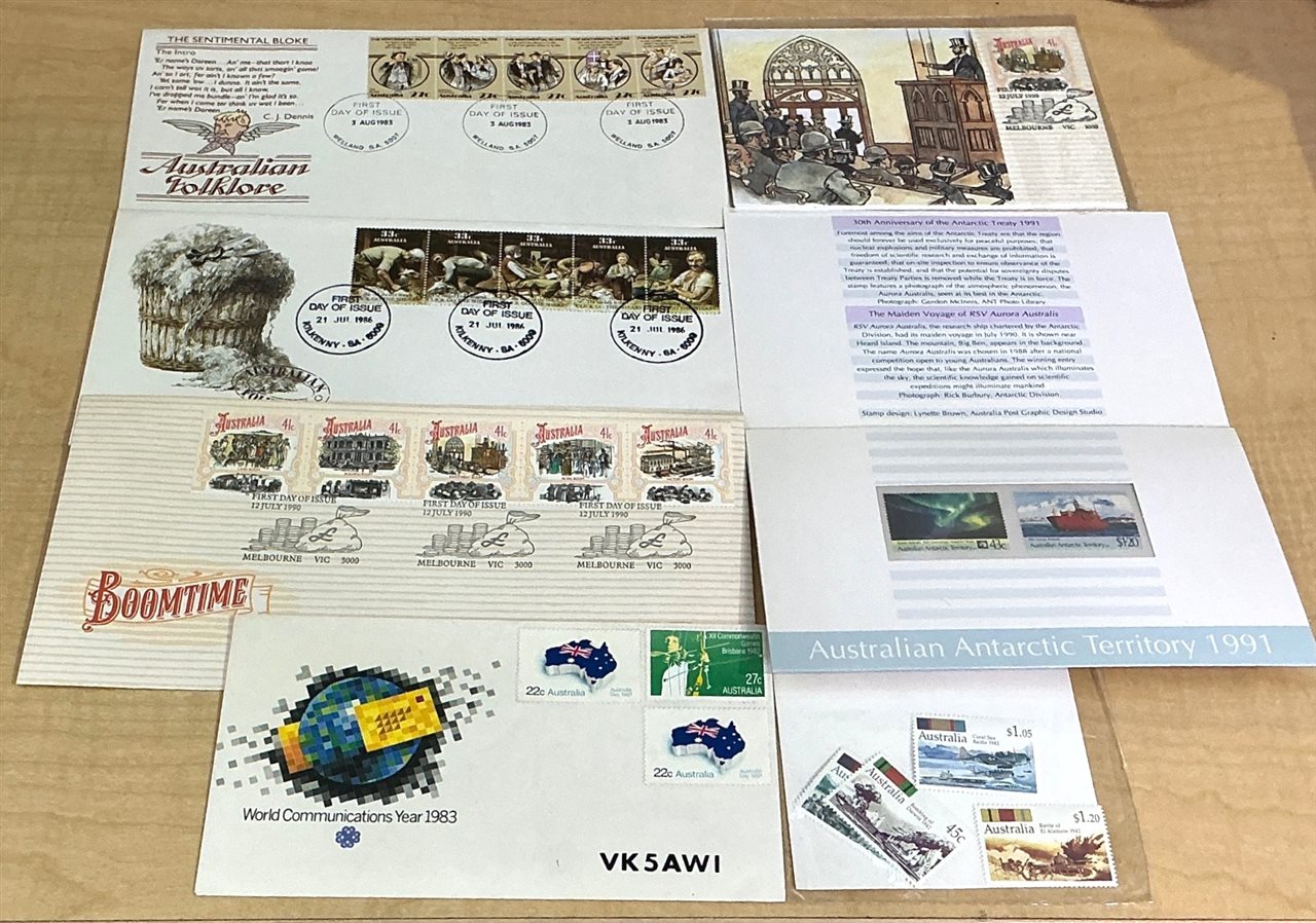 Australia Post Covers, Postcard & Stamps – (X7)