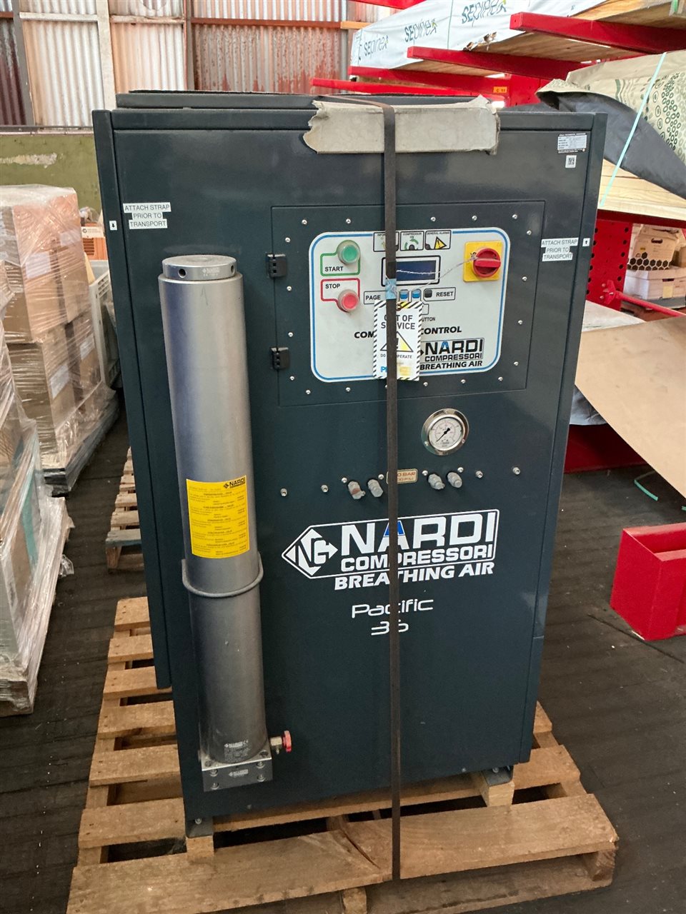 Nardi High Pressure Breathing Air Compressor-- M35 Silenced - 3 phase 415 volt Pacific M 350 - 350 LPM - 330Bar Salvage Sale - Sold as is - May Suit Repair / Parts ( Has osme loose Parts