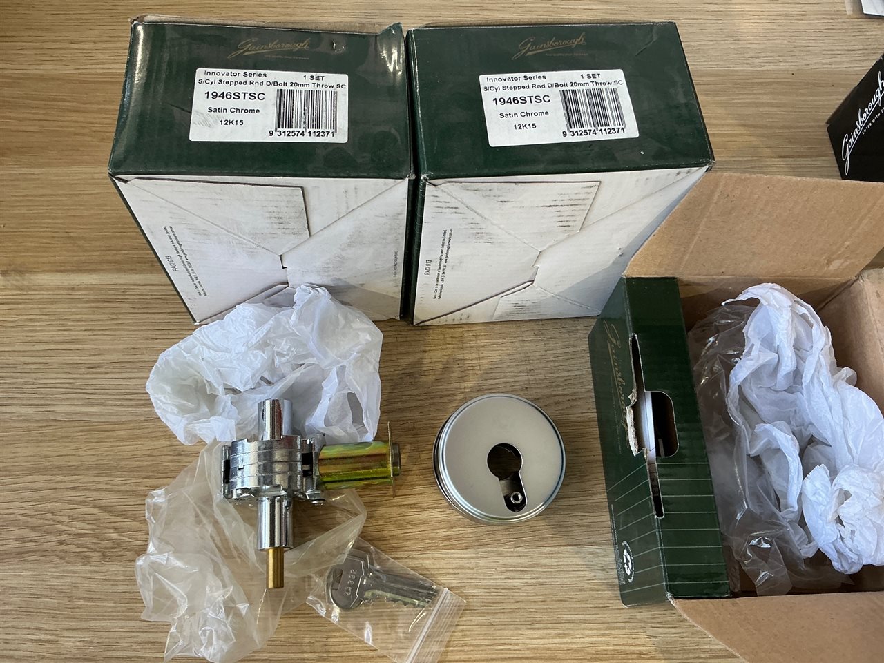 Gainsborough Round  Deadbolts -Quantity of 3x Satin Chrome