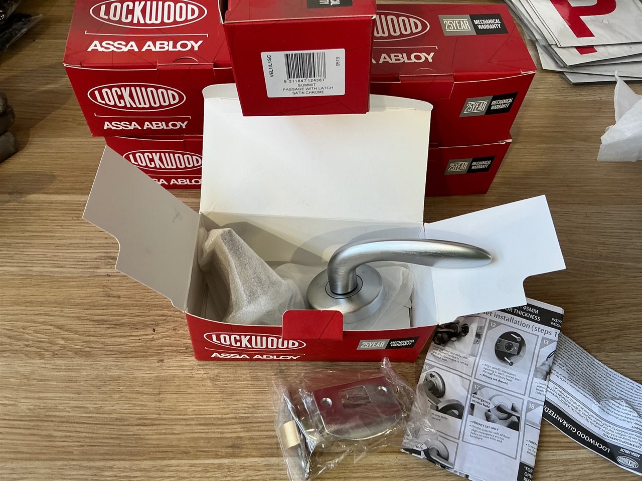 Lockwood Passage Lever Door Set  - Satin Chrome  - Quantity of 6