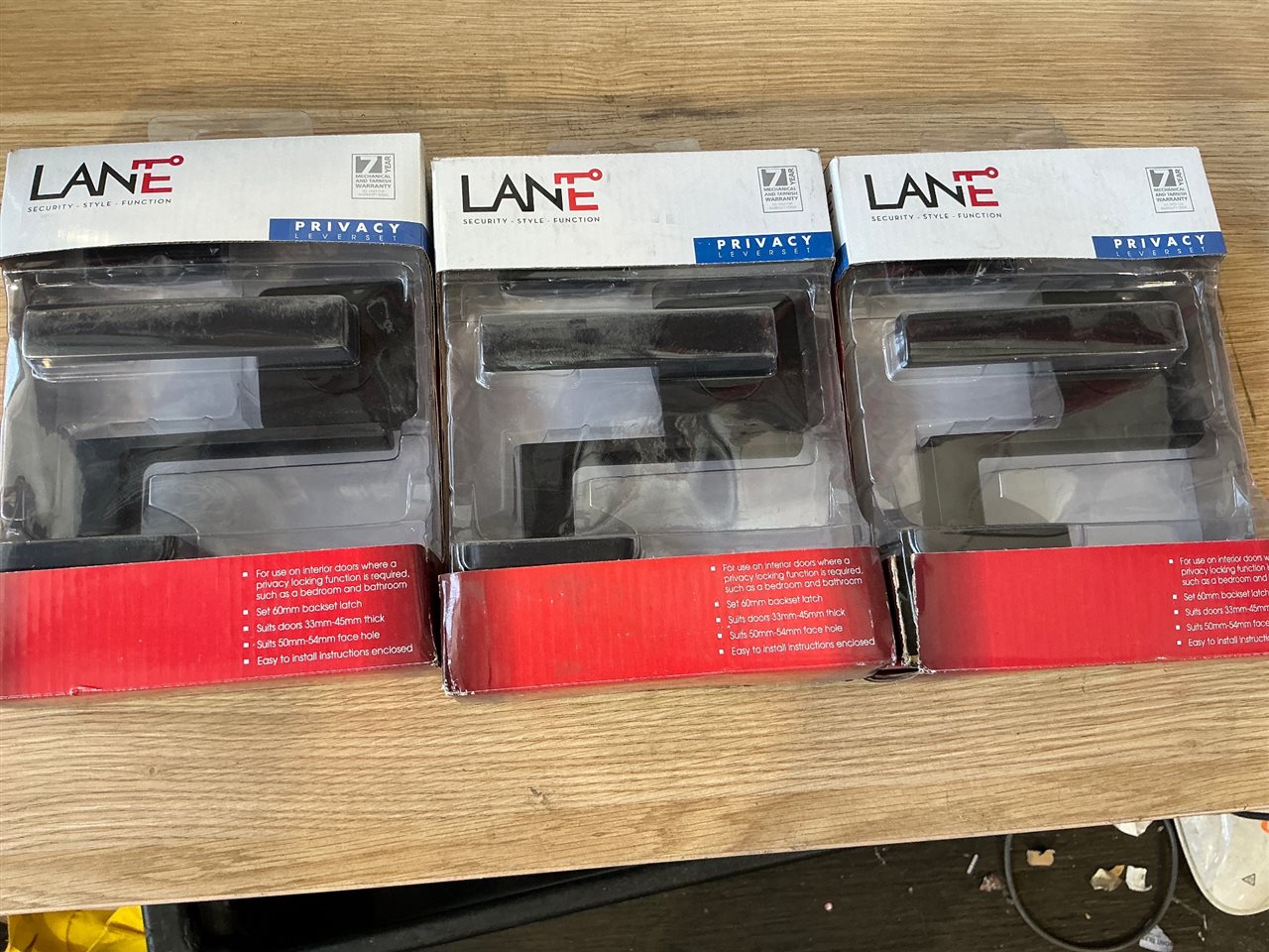 Lane Privacy Door Sets - Quantity of 3 Lever -Black