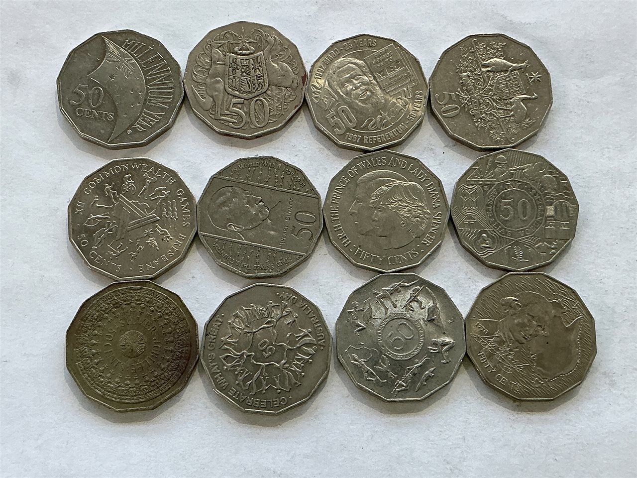 Australian 50 Cent Coins -  Quantity of 12