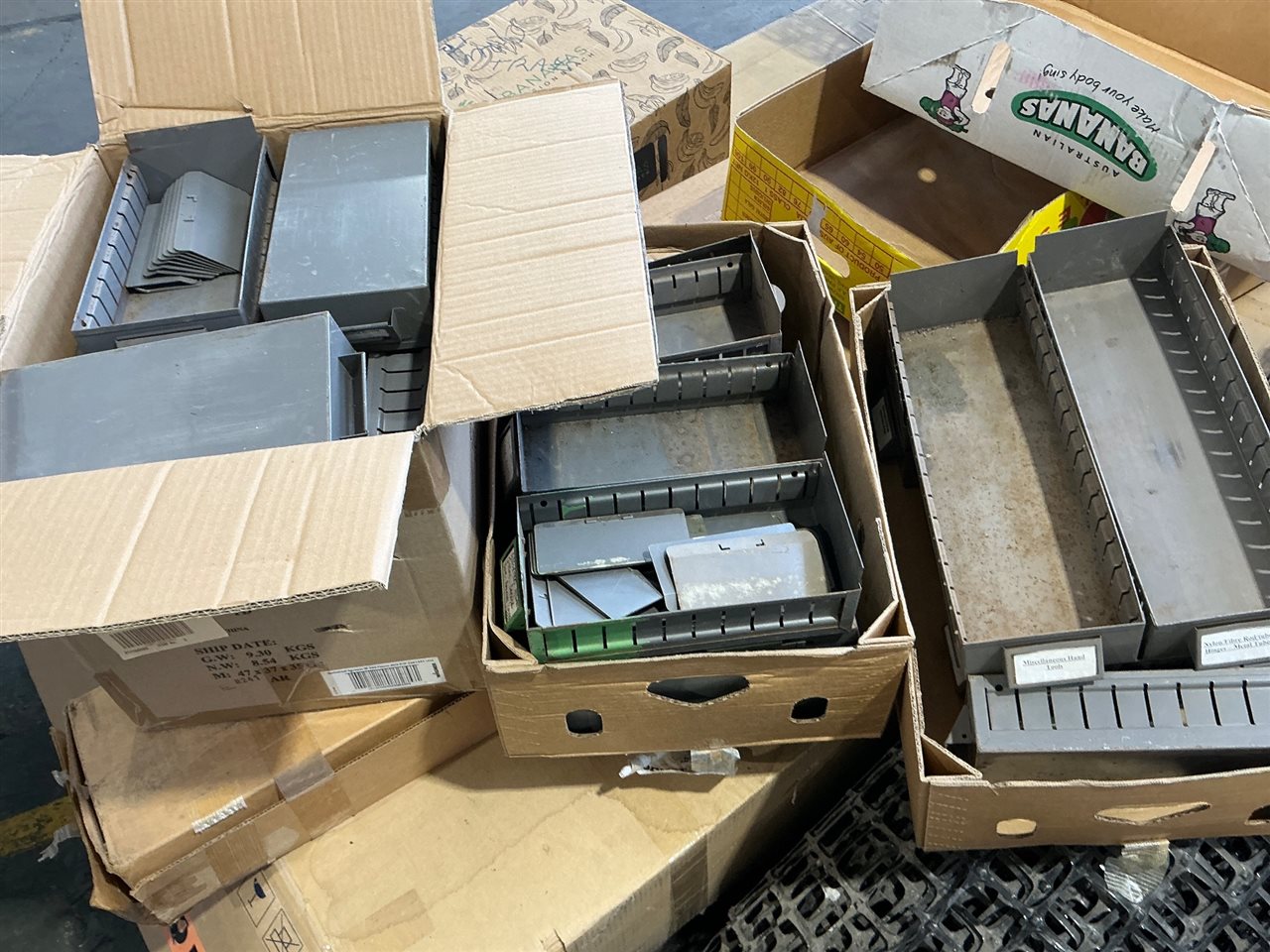 Quantity of 3 Cartons Steel  Parts Drawers