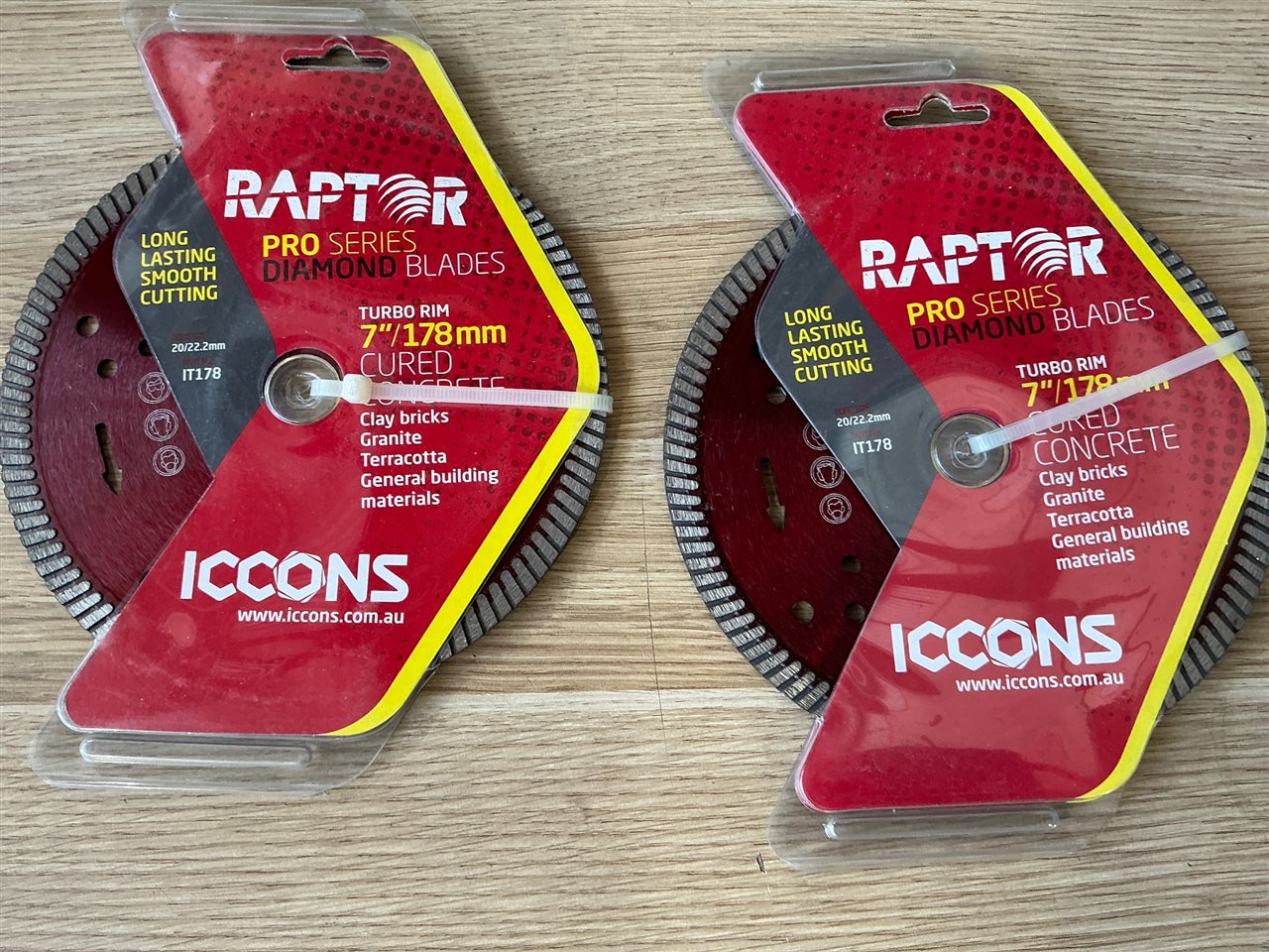 Iccons Cured Concrete Blades  - Quantity of 2 @ - 178 mm