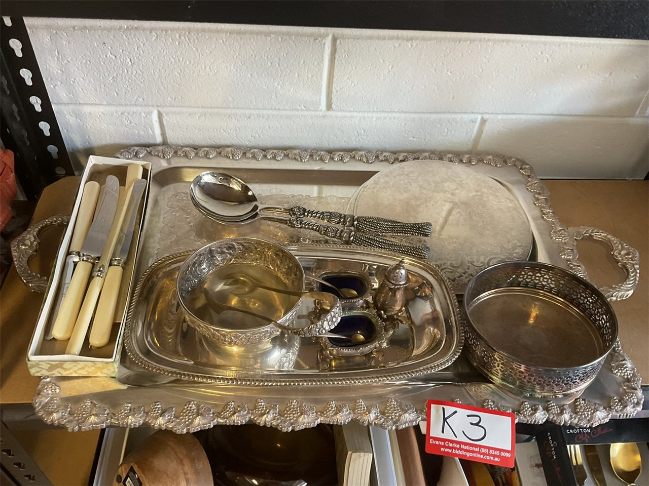 Assorted EPNS Salver, Salt And Pepper Etc