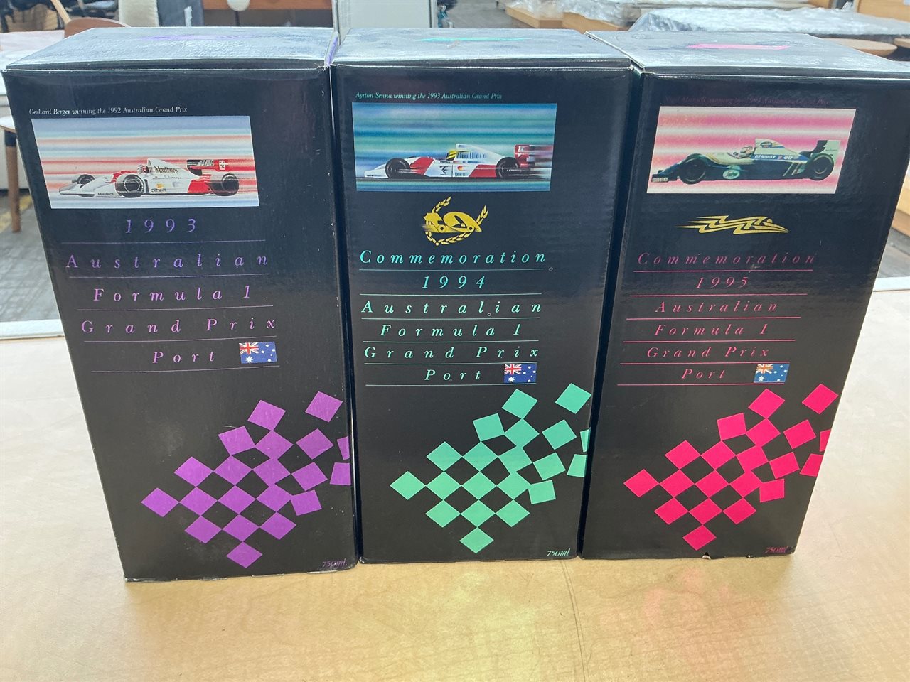 Australian Formula 1 Grand Prix Port, 1993, 1994 and 1995, Set of 3, Boxed