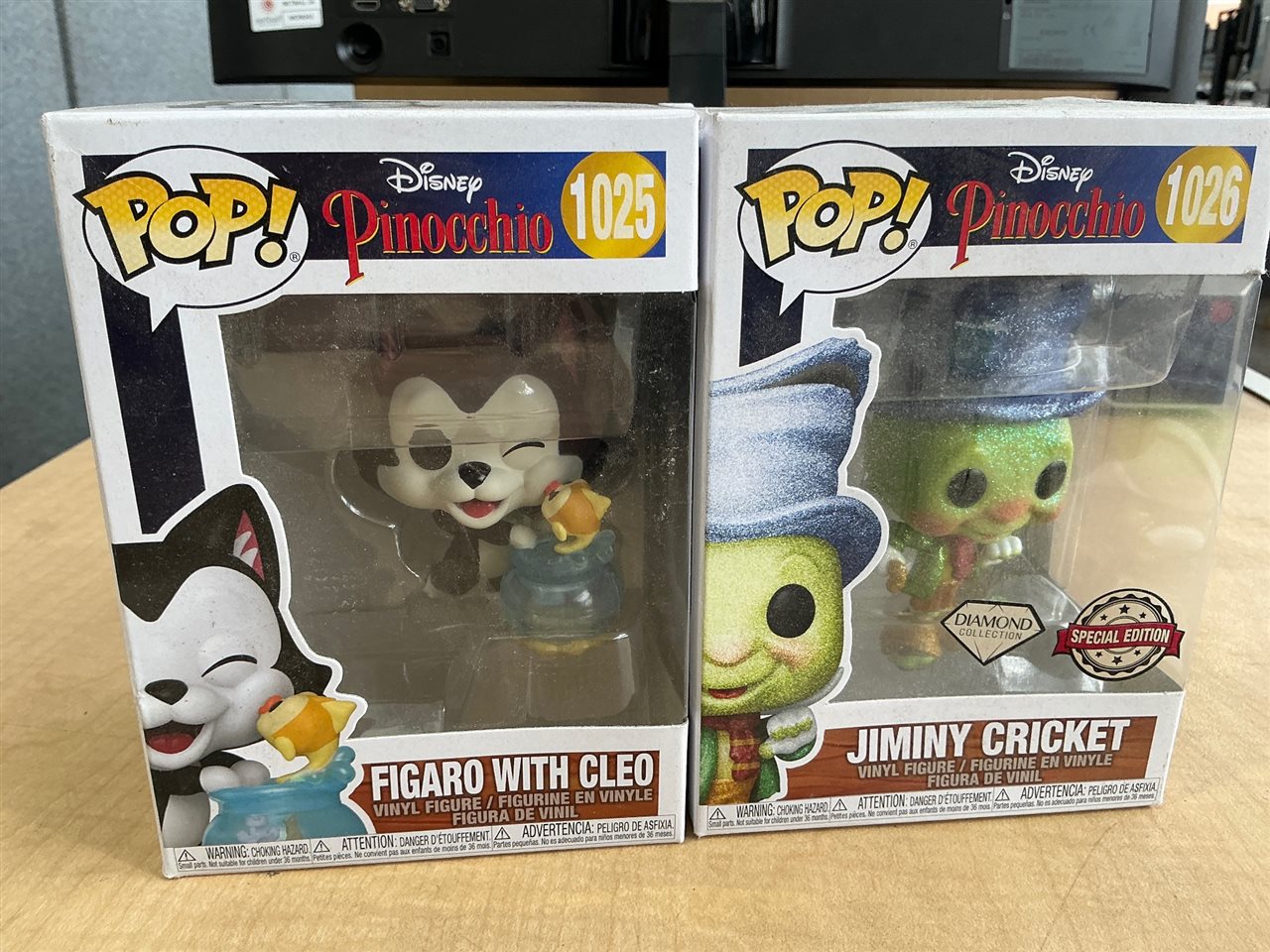 Funko Pop! Disney Pinocchio: Figaro with Cleo #1025 and Jiminy Cricket #1026