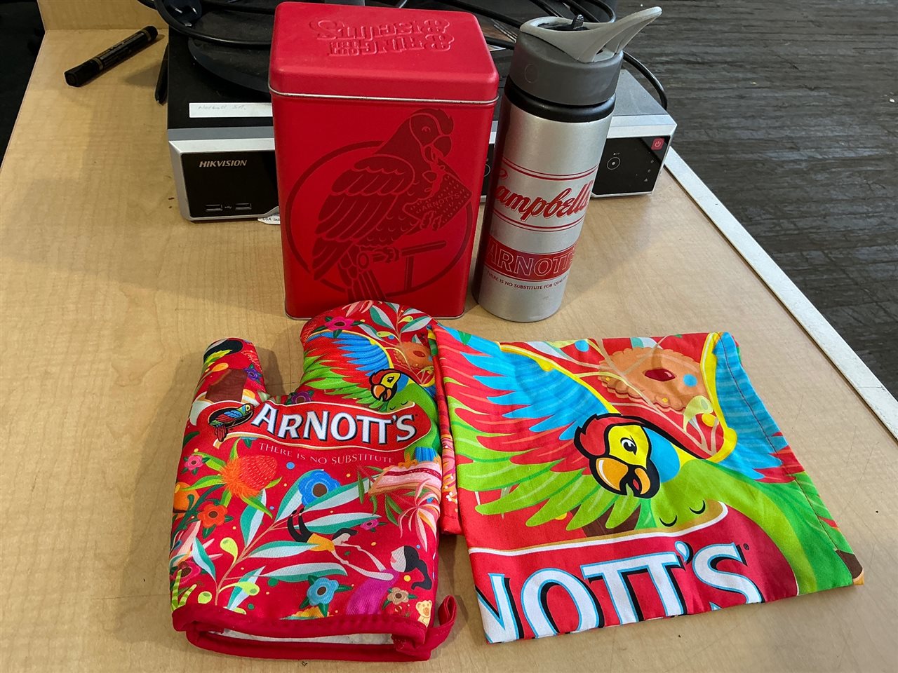 Arnotts Collected Tin , Drink Bottke , Mitten and Tea Towel