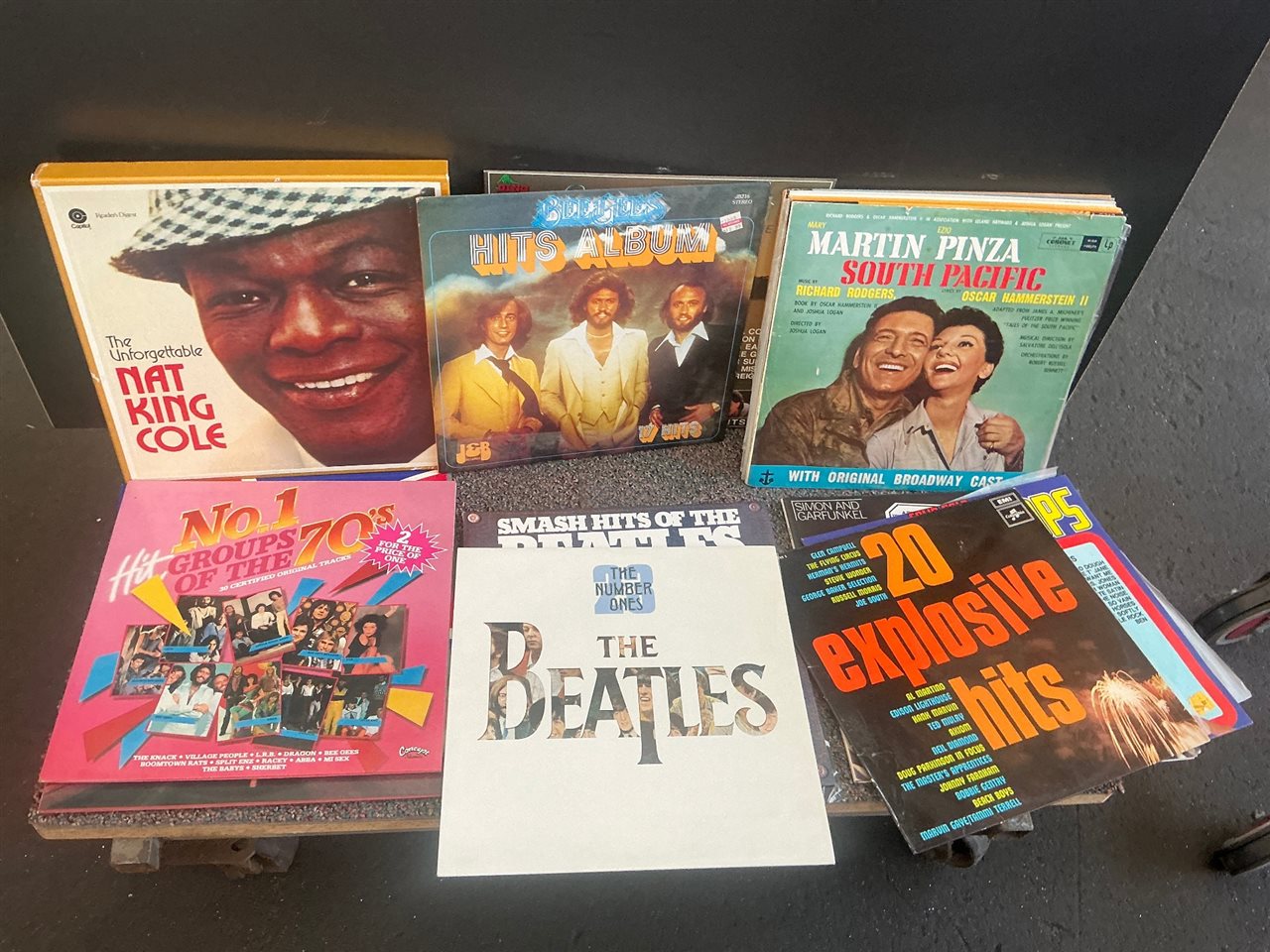 L P Records - Approx 20 -Includes Nat King Cole Album, Eagles Simon & Garfunkel
