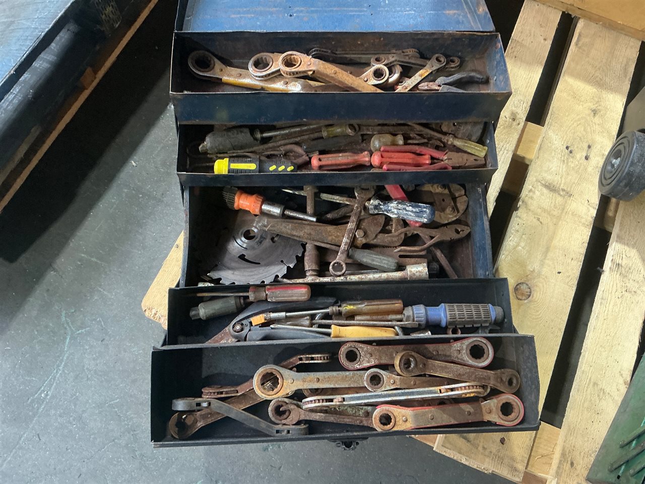 Cantilever Tool Box of Spanners etc.