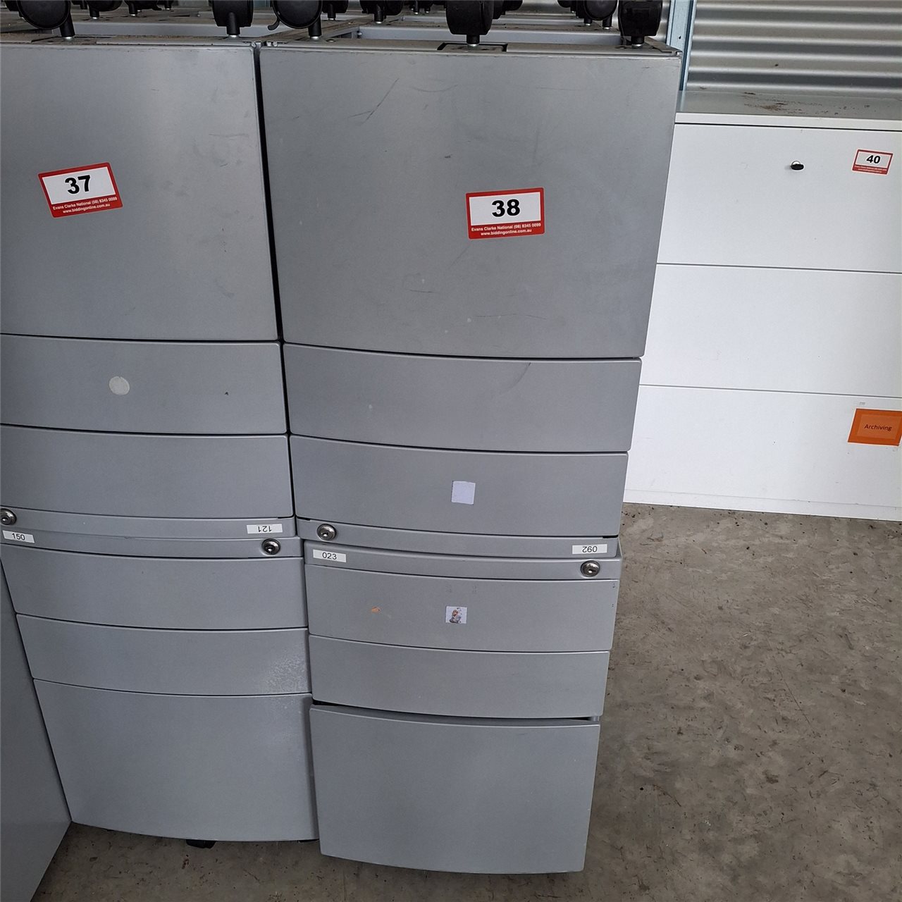 Steel Mobile Pedestal File Units - Grey - Quantity.Of 6   -( Collect From Victor Harbor )