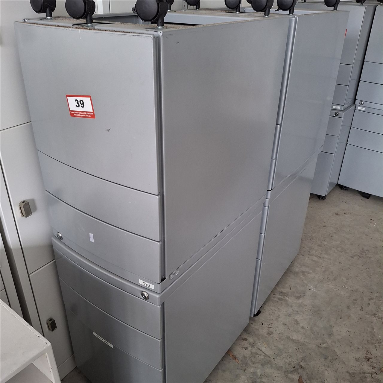 Steel Mobile Pedestal File Units Quantity.Of 4 - Grey   -( Collect From Victor Harbor )