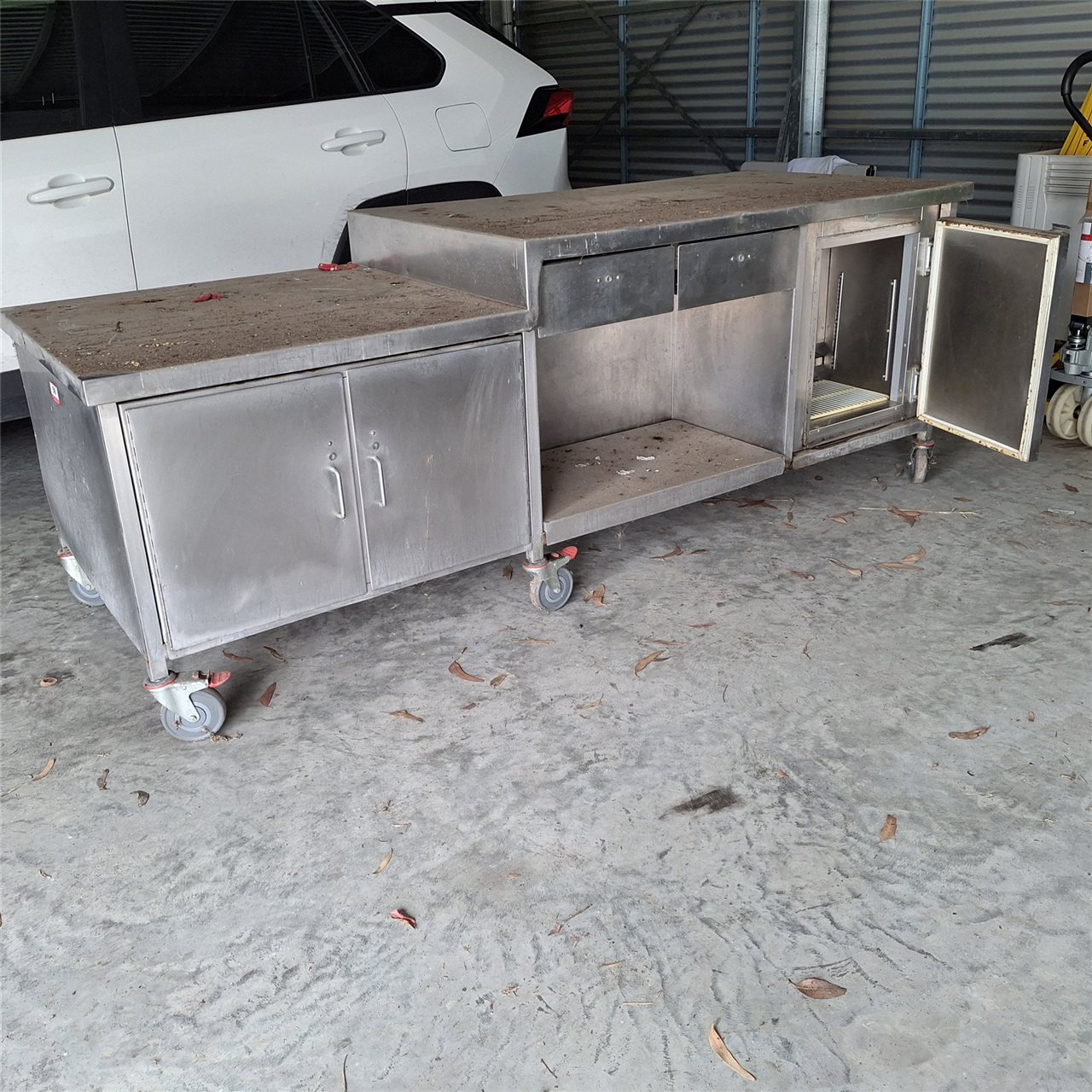 Stainless Steel Cupboard with Built In Bar Fridge-( Collect From Victor Harbor )