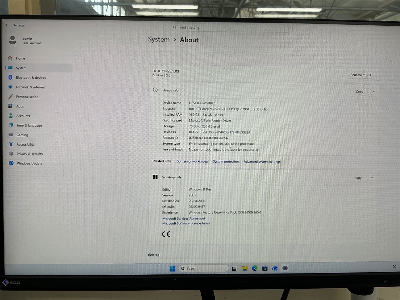 Dell OptiPlex 3080 - Intel Core i5-10500T CPU, 16 GB RAM, 256GB NVMe SSD with Adapter