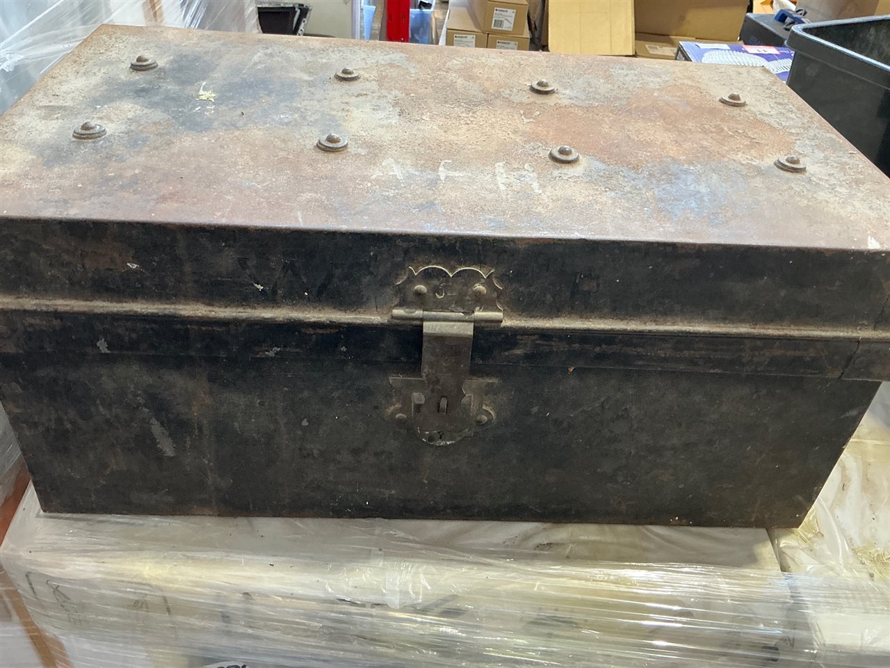 Old Steel Trunk with Skil Electric Sander & Tools