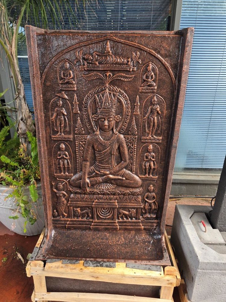Buddha Relief Wall Water Feature with Basin, 740 x 360 x 1400mm