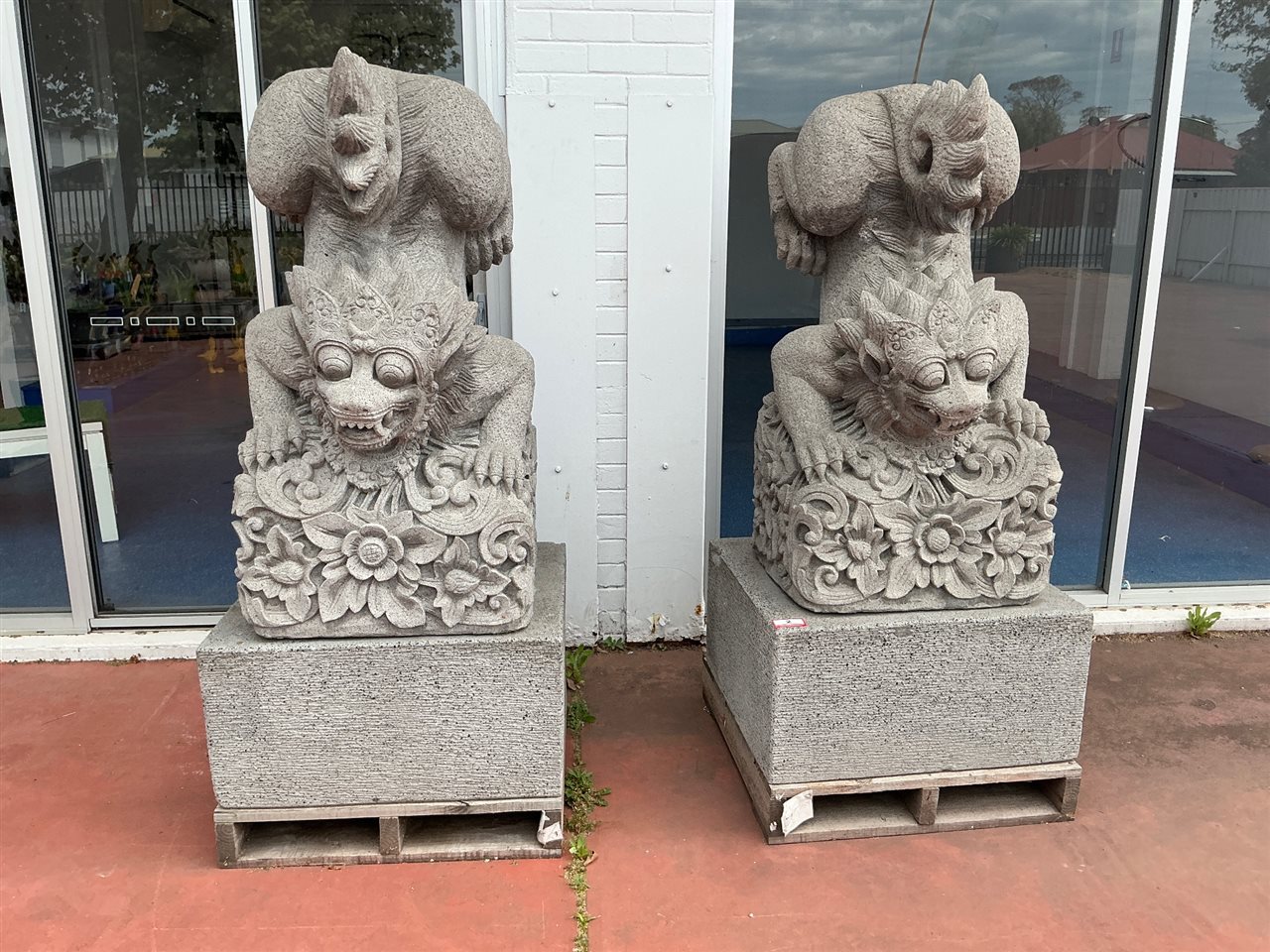 Hand Carved. Samsi's Statues on Plinths, 1630mm High