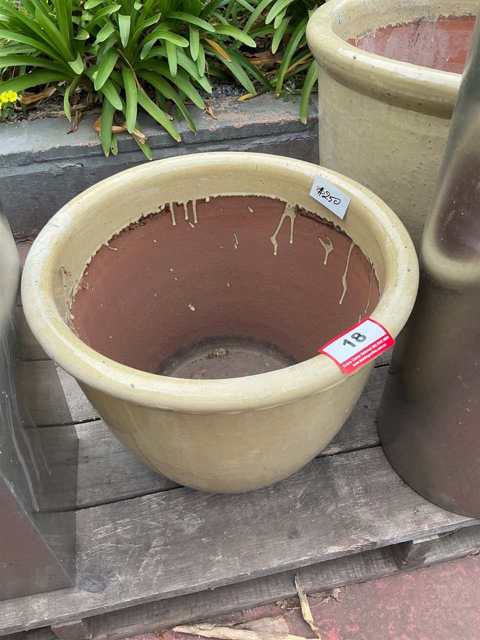 Cream Glazed Pot, 480mm Diameter x 380mm High