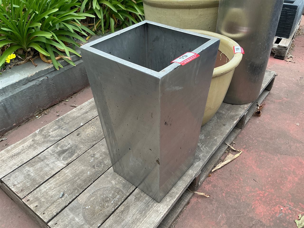 Square Tapered Metal Planter, Brushed Finish, 300 x 300 x 560mm High