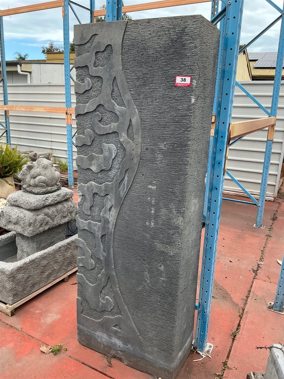 Tall Carved Relief Pillar, Dark Grey, 700mm Wide x 2000mm High Approx