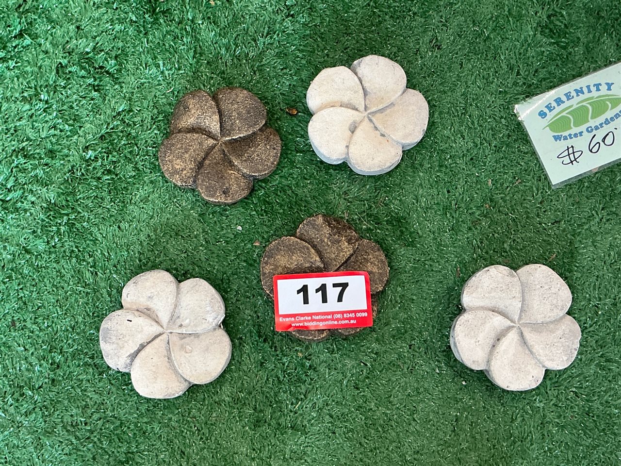 6 Frangipani Flower Garden Ornaments, Cream and Bronze