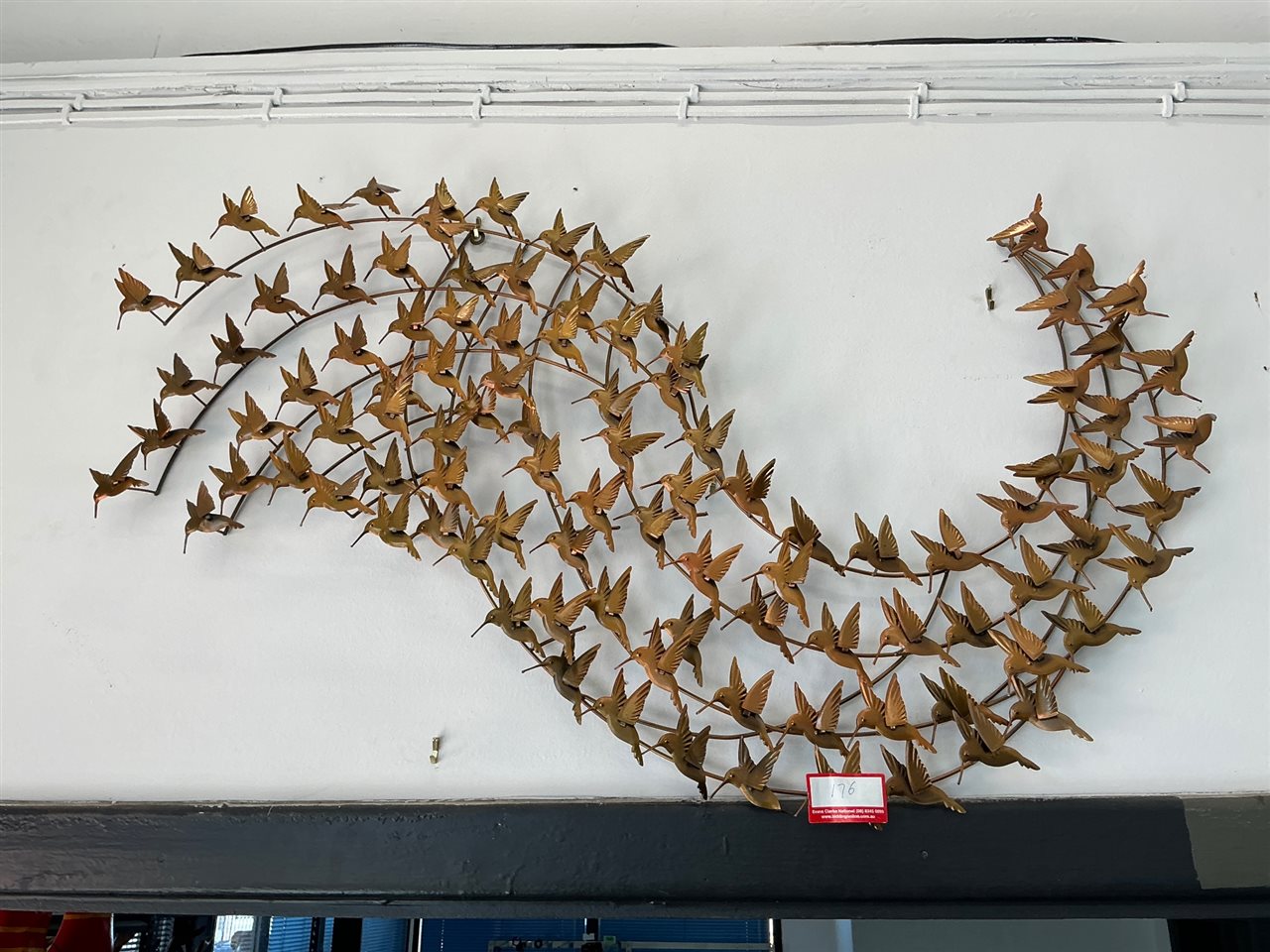 Metal Hummingbird Flock Wall Art, Swirl Design, Copper Finish
