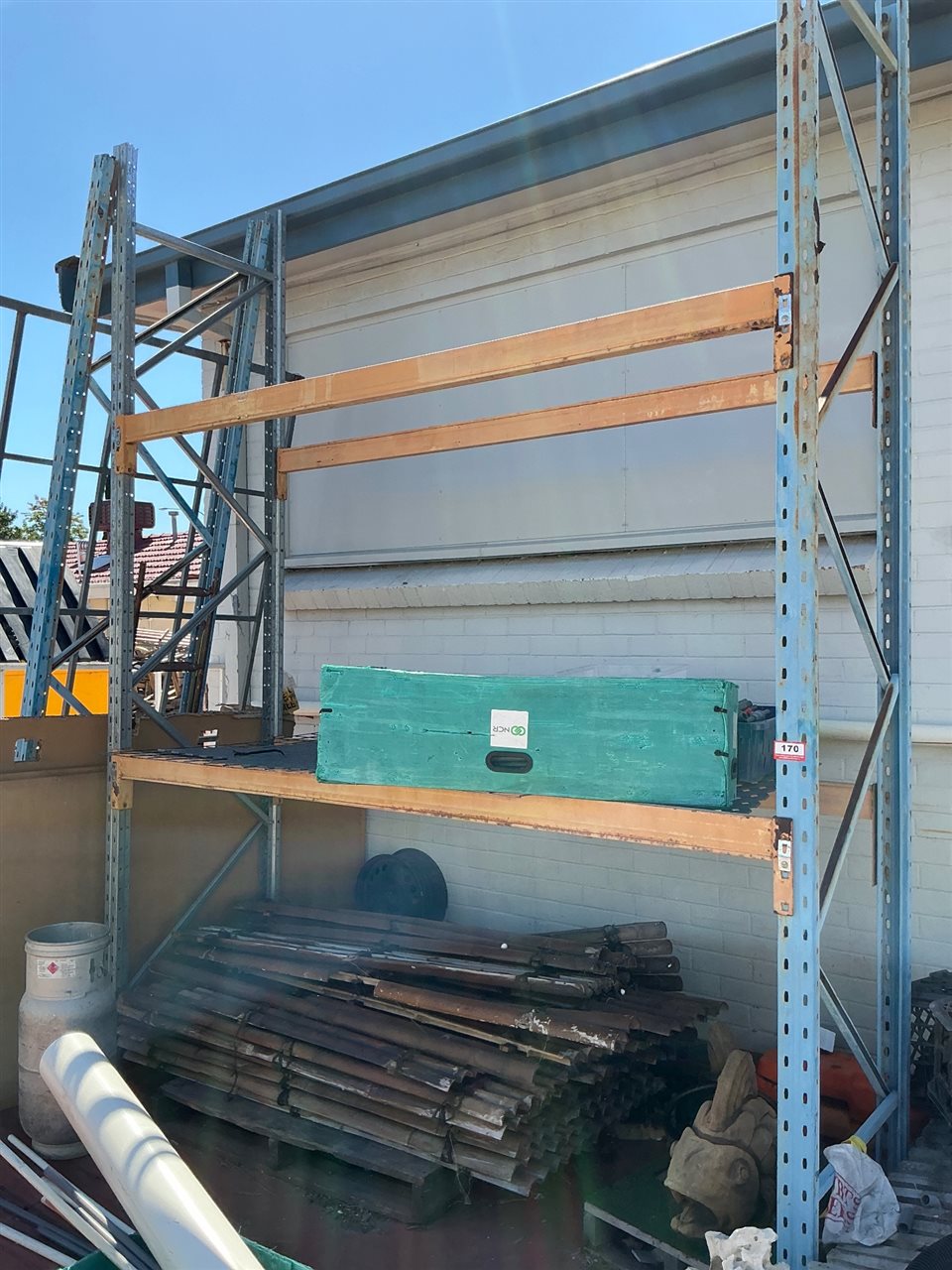 Pallet Racking, 1 Bay, 2 Blue Upright Frames with Orange Beams