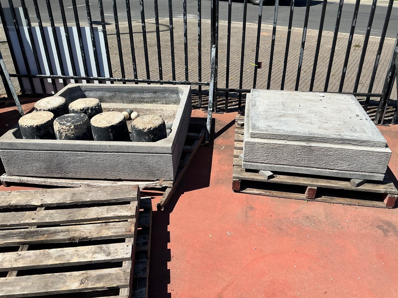 Square Concrete Trough with Stepping Stones and Concrete Plinth