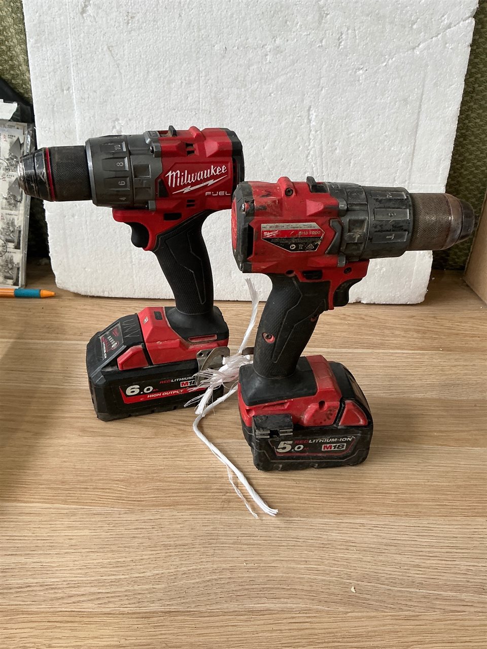 Milwaukee Cordless 18 V Drills - Quantity of 2 with 1 Battery Each