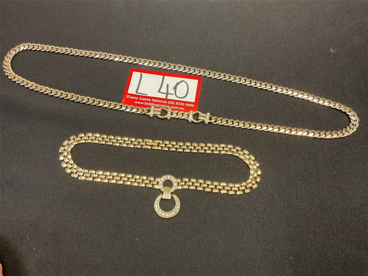 Gilded Necklaces With Ornate Clasps, Long One 74 Cm, Short 42 Cm