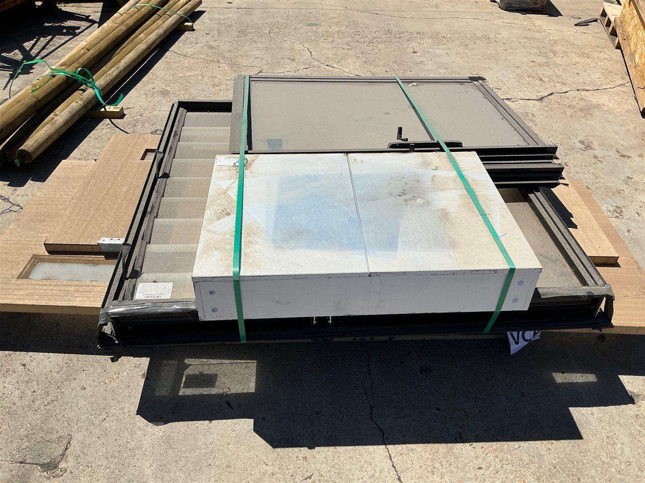 Pallet Lot of 2 Doors , Mirror Vanity Cabinet and Windows