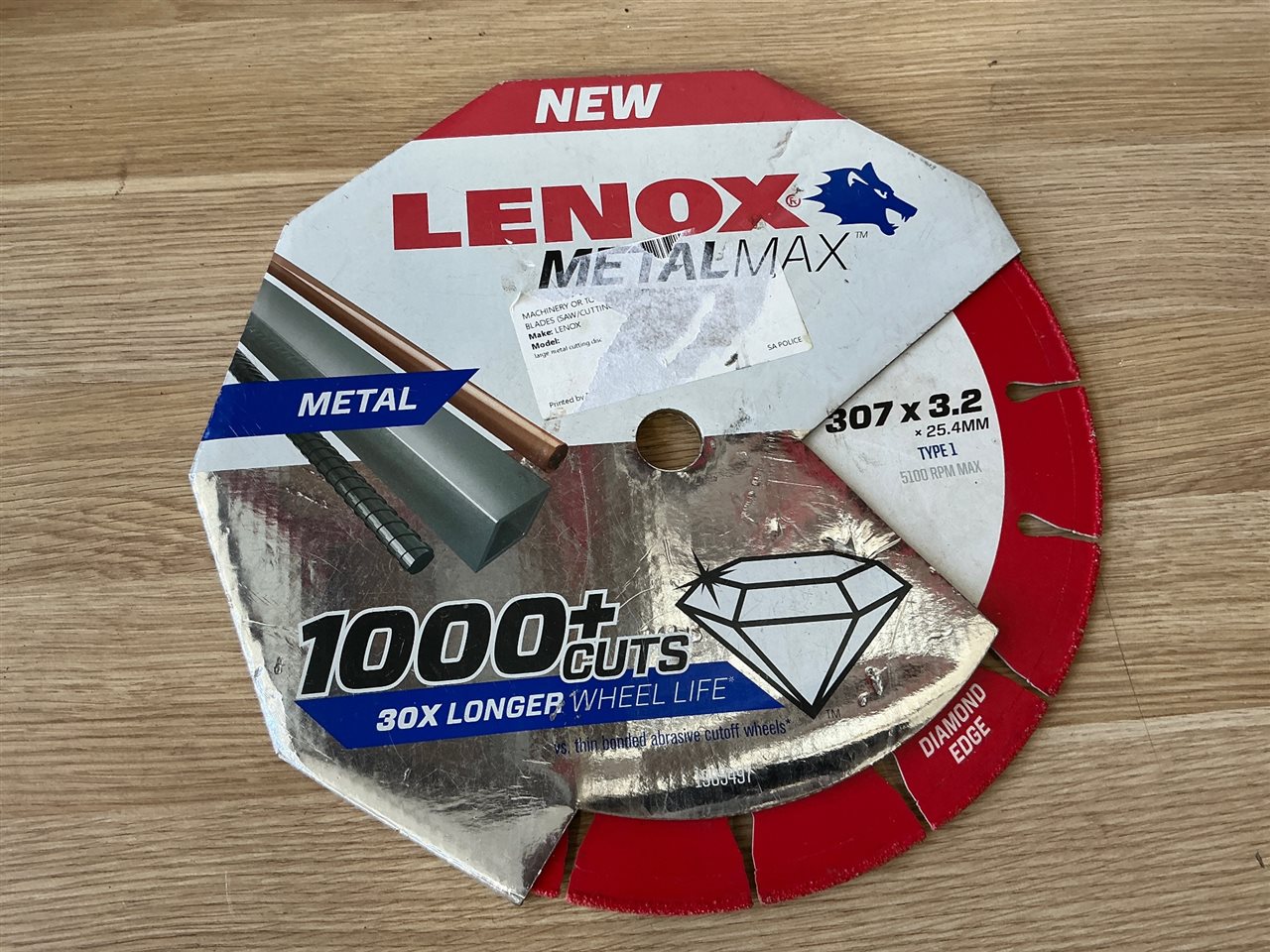 Diamond Edge Blade Lenox - 307 x 3.2 x 25.4