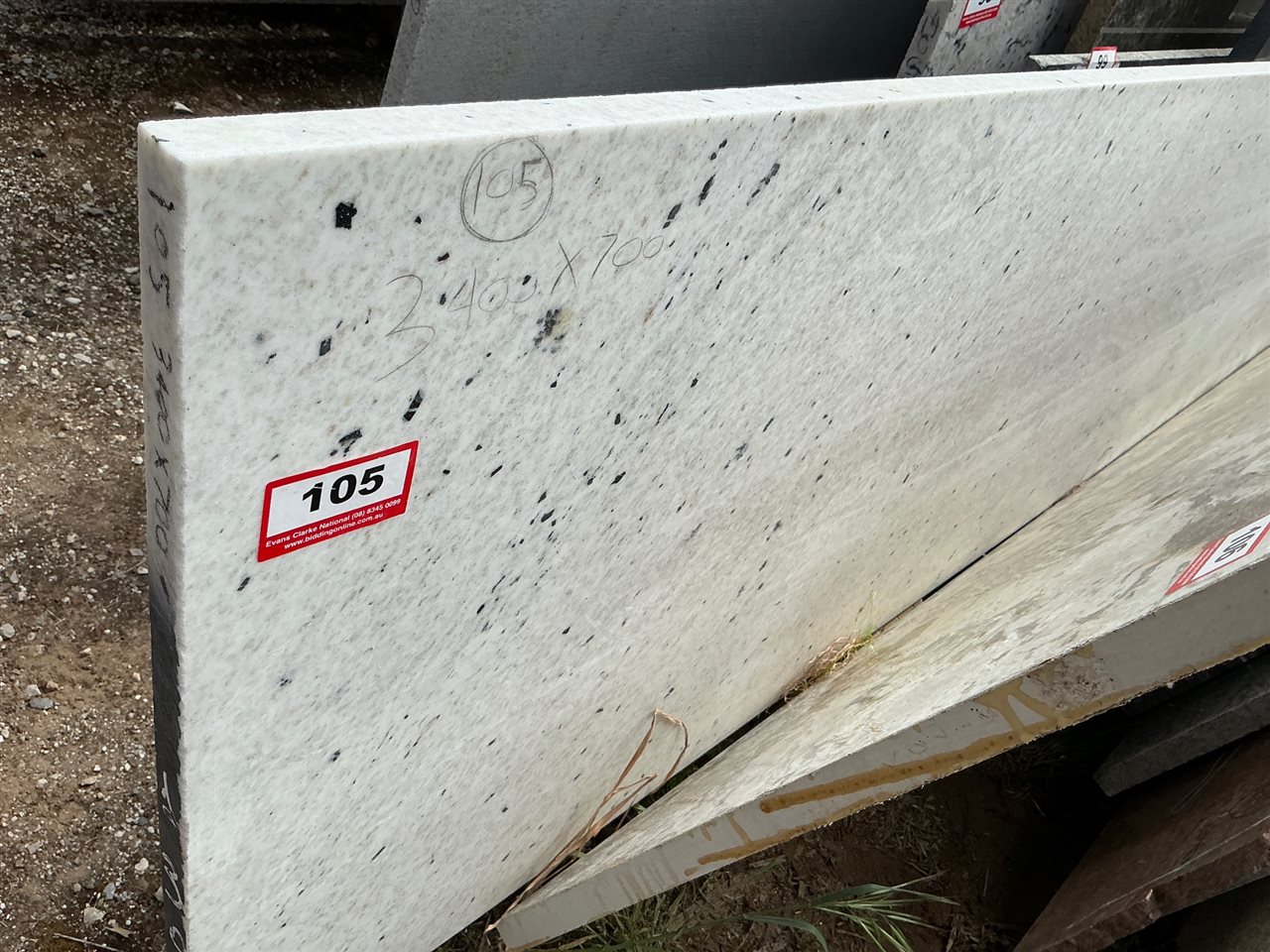Granite Slab, White/Black, 3400 x 700 x 30mm Approx.