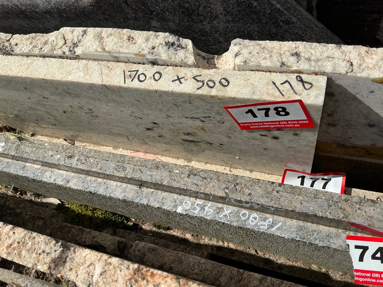 Granite Slab, White, 1700 x 500 x 30mm approx.