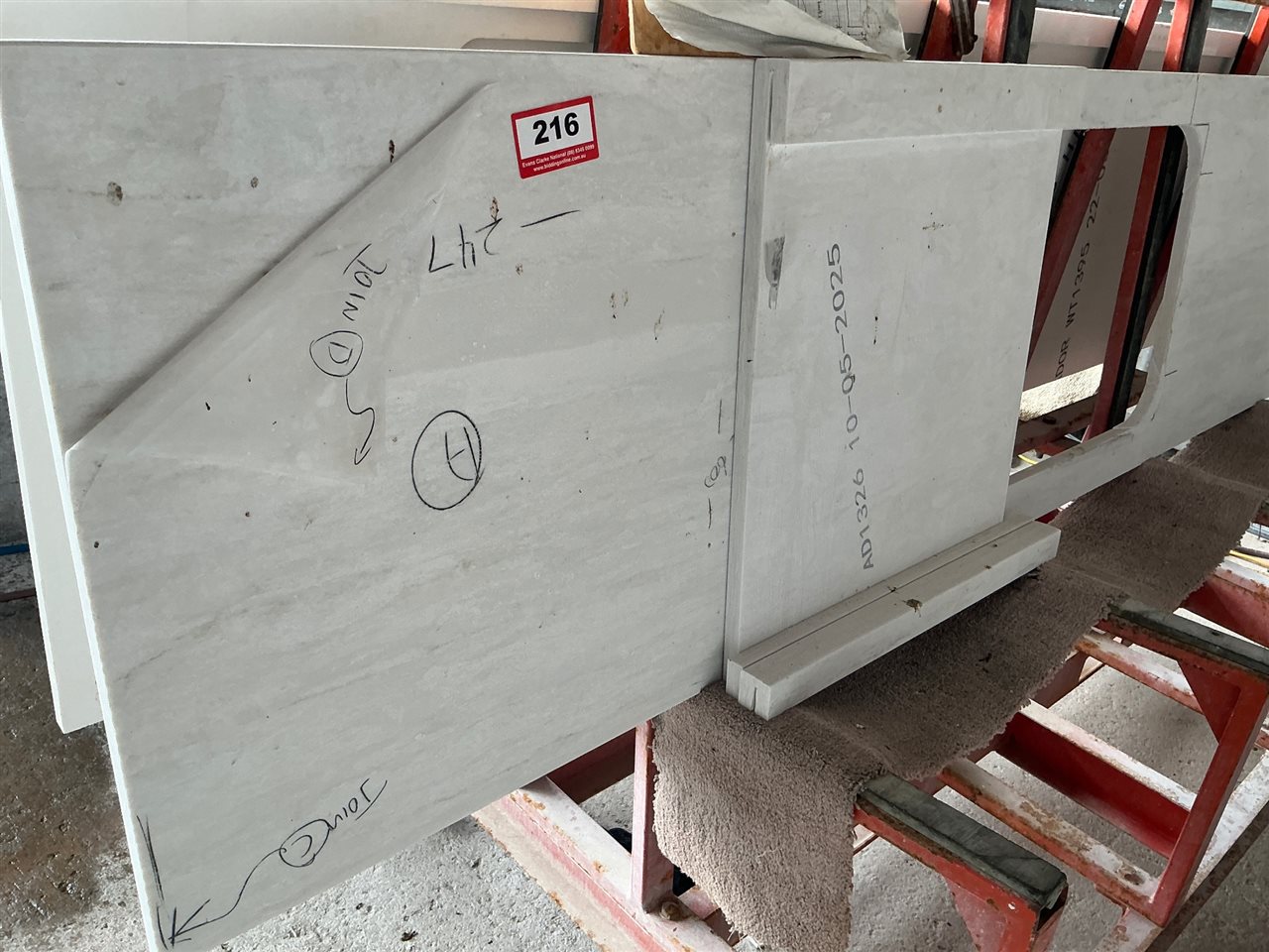 Kitchen Bench Top - White - AMBASSADOR - with Sink Cutout - 2500 x 600 mm