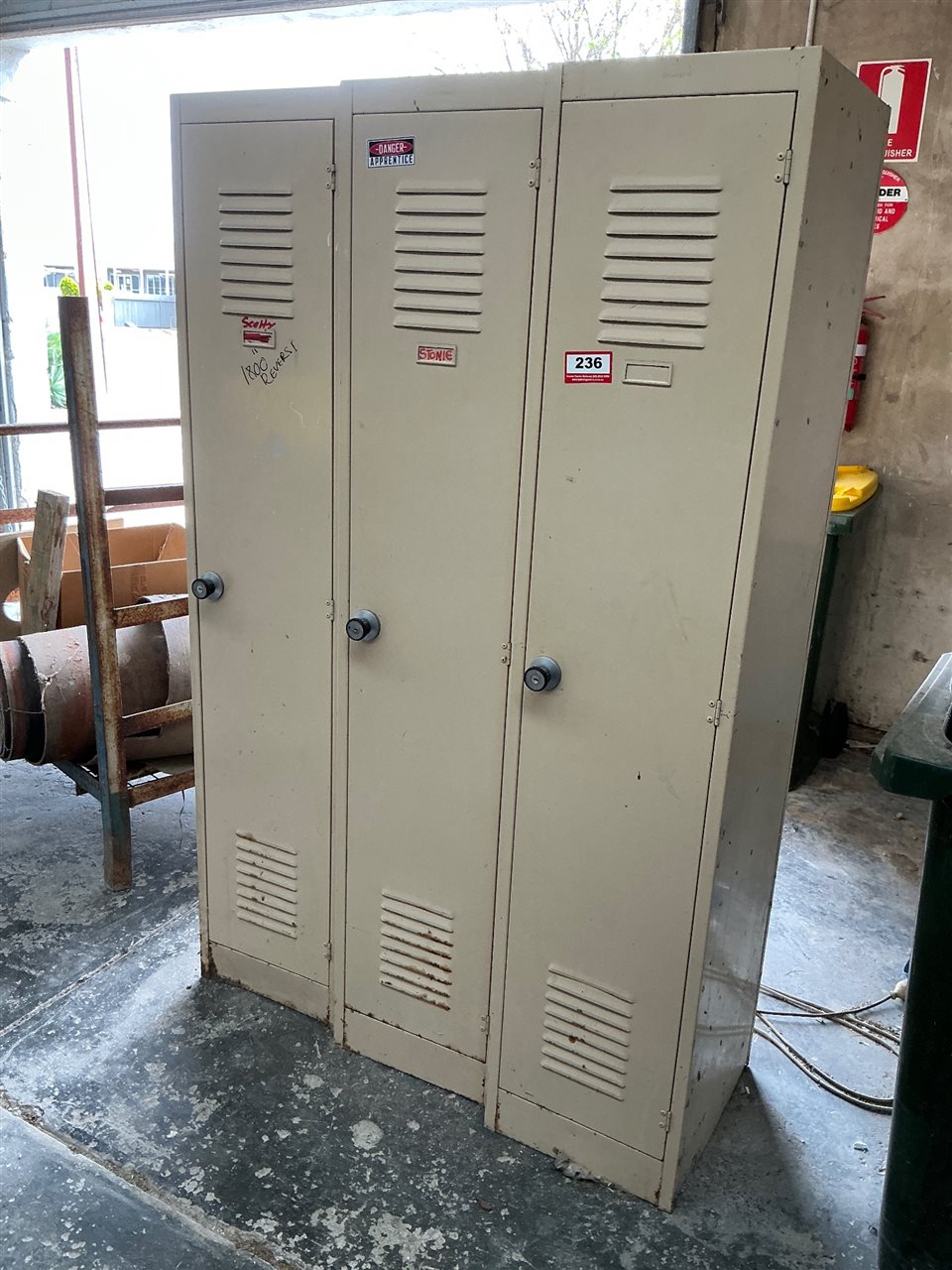 Steel Lockers -Quantity of 3 - Single Door - 380 x 450 mm D x 1800 mm H