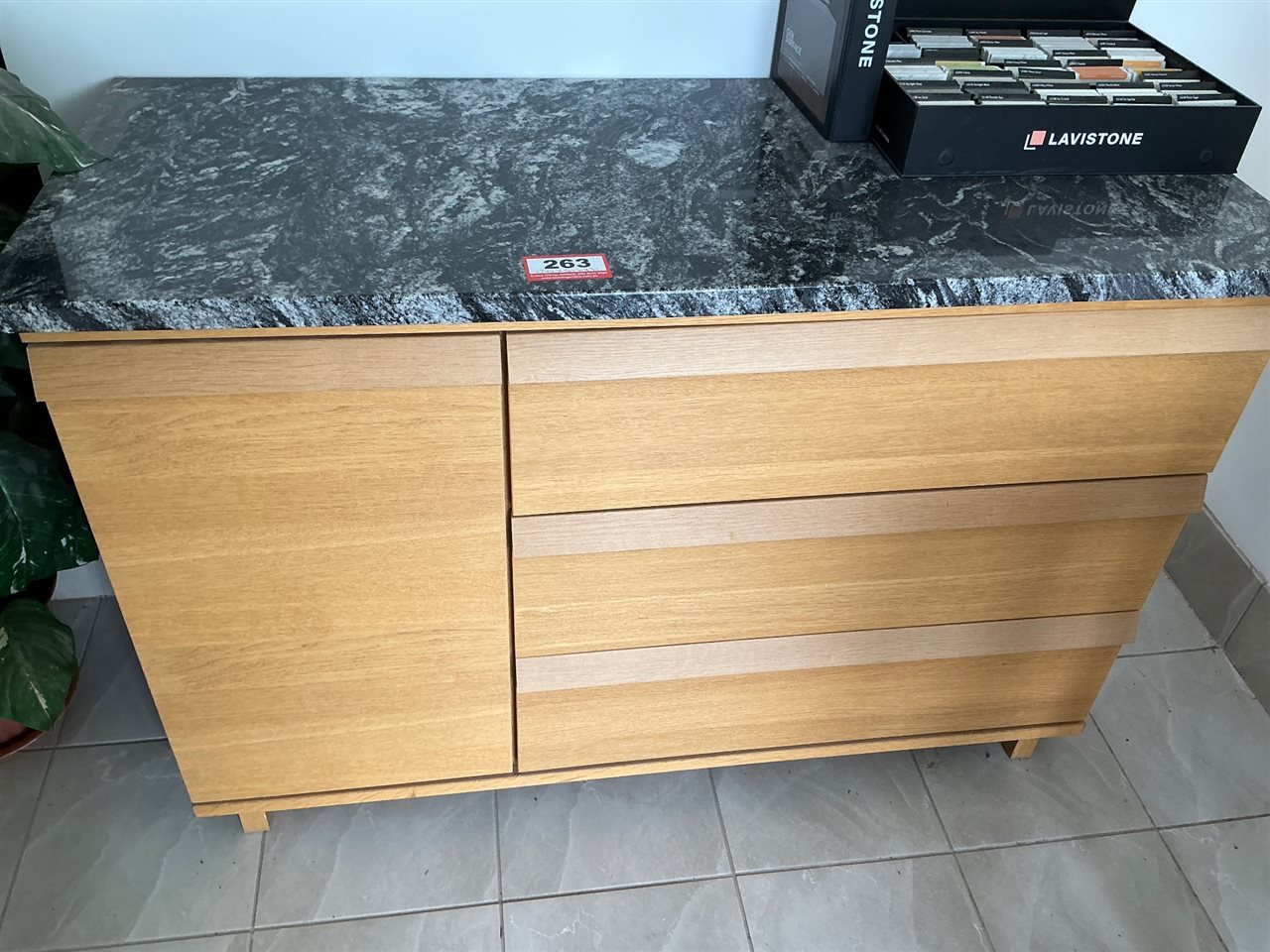 Timber Ash 3 Drawer Crendenza with Marble Top
