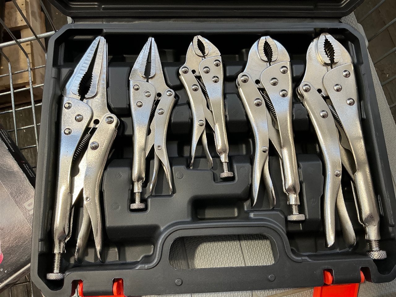 Locking Pliers Set 5 Piece In Plastic Carry Case -