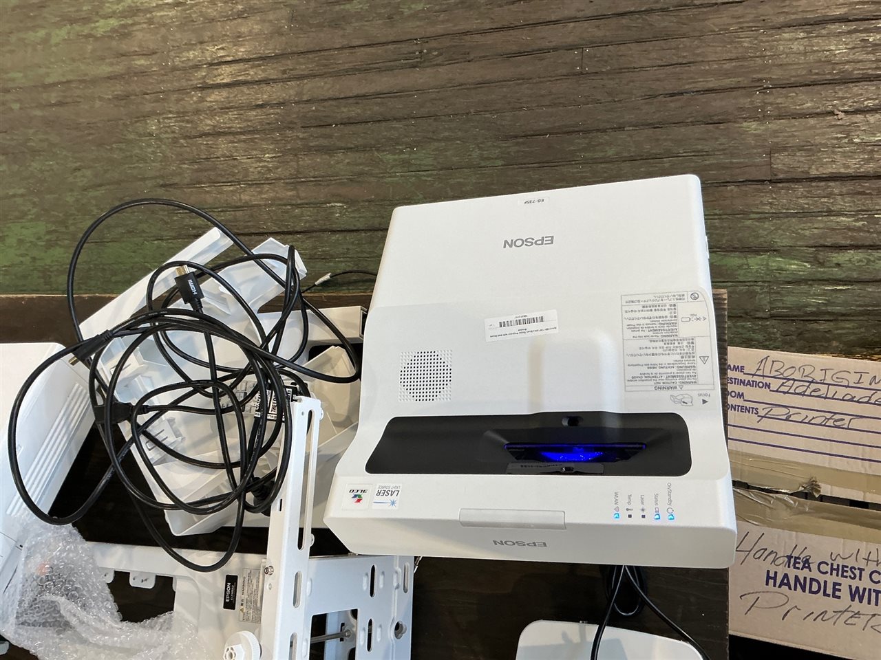 Epson EB-735F Ultra Short Throw Projector W/ Wall Mount Bracket & Cables