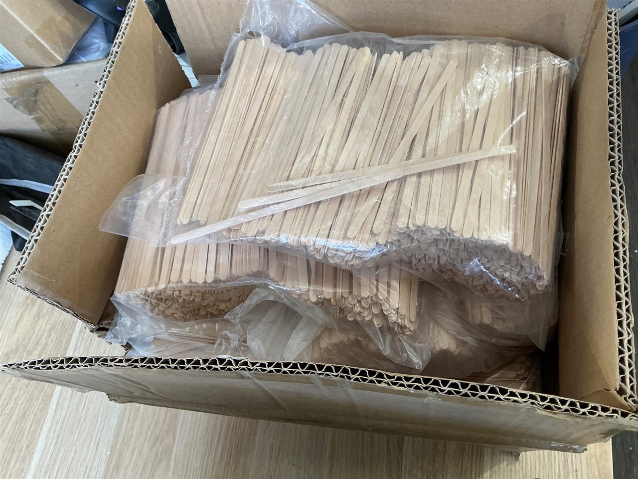 Wooden Stirrers and Plastic Sandwich Containers