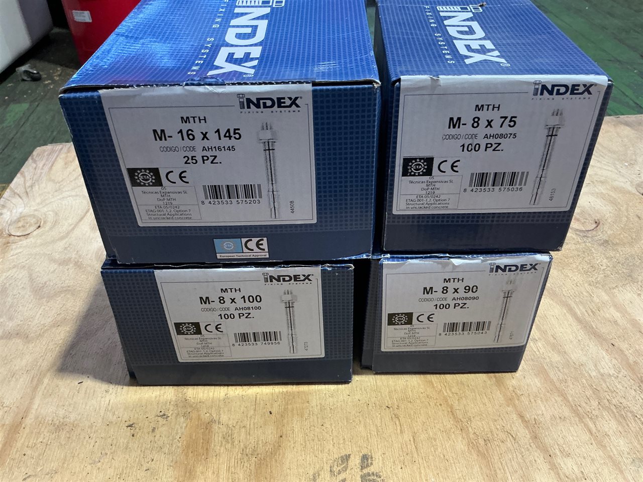 Anchor Lock  Bolts  - 4 Packets - M 8x75 / 8x 90 / 8 x 100 & 16 x145 mm