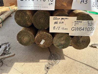 125 dia, H4 Treated Pine, Precision Post, 8 pcs @ 2.4 M, 8 pcs Total Pk GW641039 Thumbnail