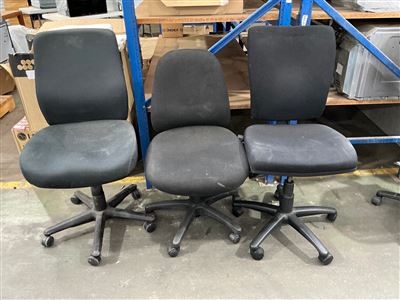 Office Chairs, No Arms, Adjustable, Black Fabric, Quantity of 3 Thumbnail