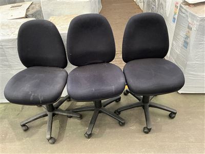Office Chairs, No Arms,Adjustable, Navy, Fabric, Quantity of 3 Thumbnail