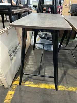 Bar High Table,Timber Top, Black Metal Legs, 1200 x 600 x 900 H (Slight Damage to One Corner) Thumbnail