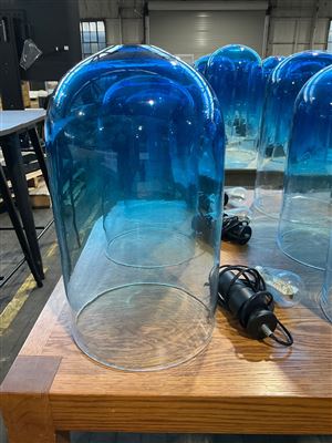 Lamp Shades, Blue Glass, Hand Blown,Approx 430 Height x 240 Diameter Across, Sold Per Each Thumbnail