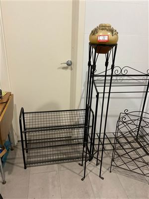Wrought Iron Shoe Rack, Wine Rack Plant Stand And Towel Rack Thumbnail